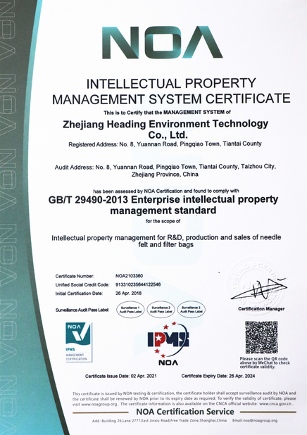 Porcellana Zhejiang Huading Net Industry Co.,Ltd Certificazioni